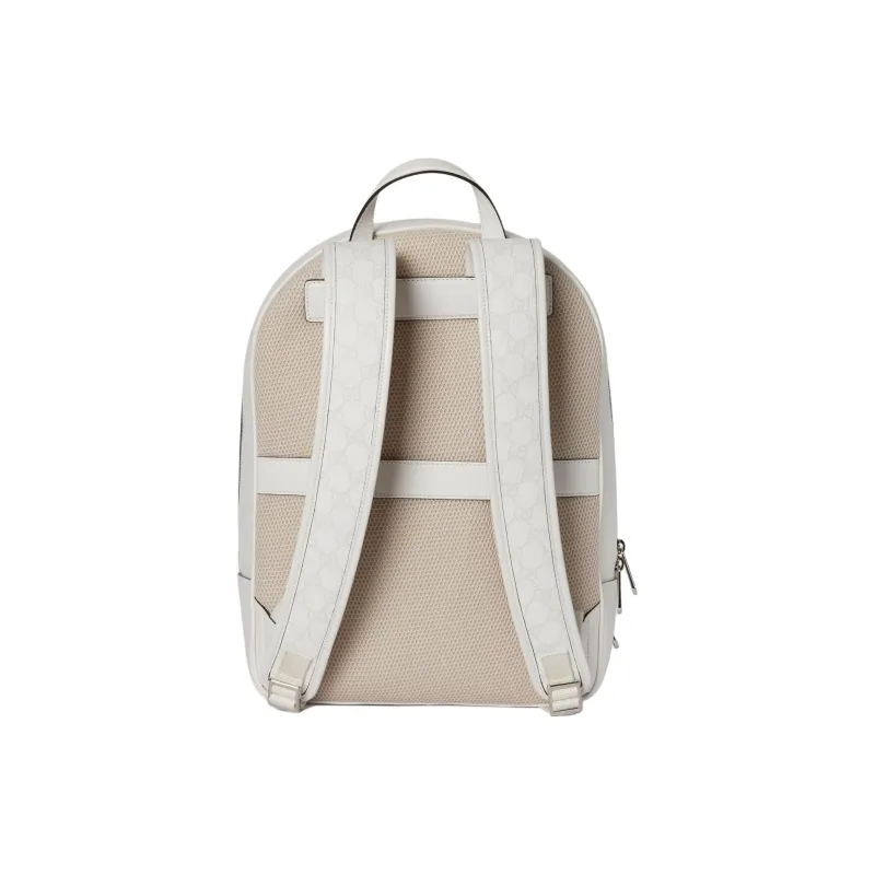 GUCCI Canvas With Leather Trim Backpack Medium Size Men's White-2