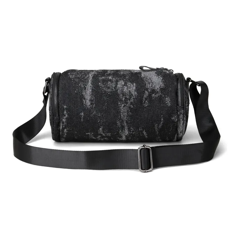 Fillove Denim Fabric Crossbody Bag Regular Unisex Black-5