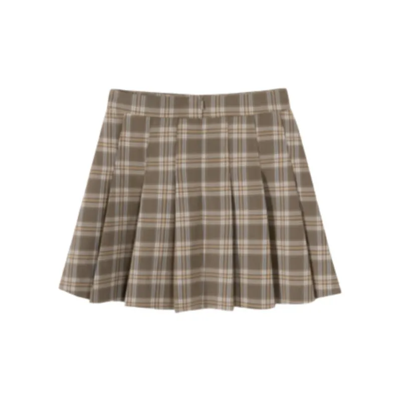 EICHITOO Casual Short Skirts Women's Khaki Plaid-1