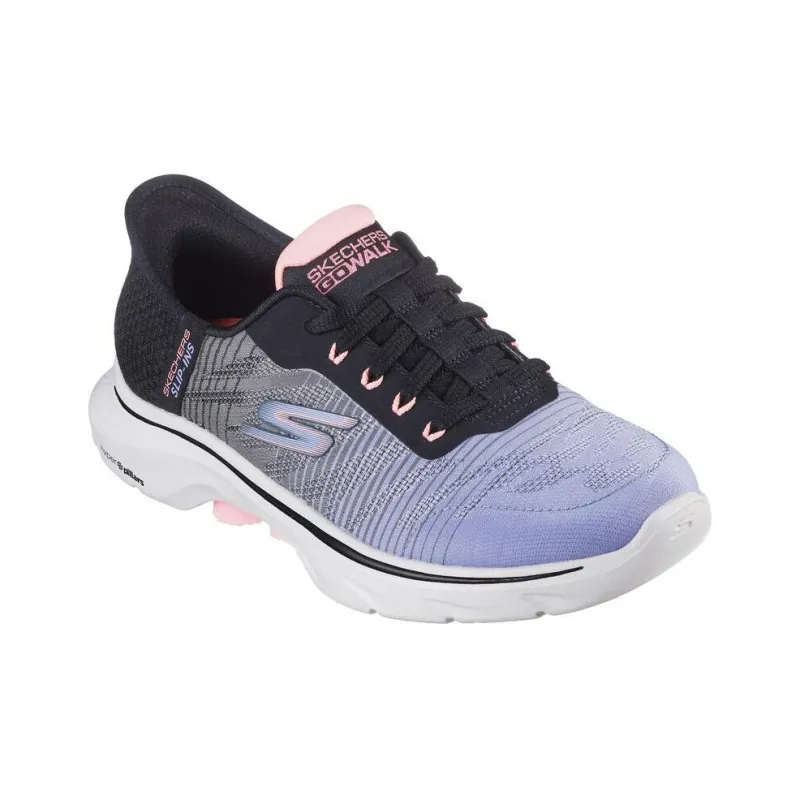 Skechers GO WALK 7 Anti Slip Wear Resistant Low Top Casual Shoes Women's Black Purple-2