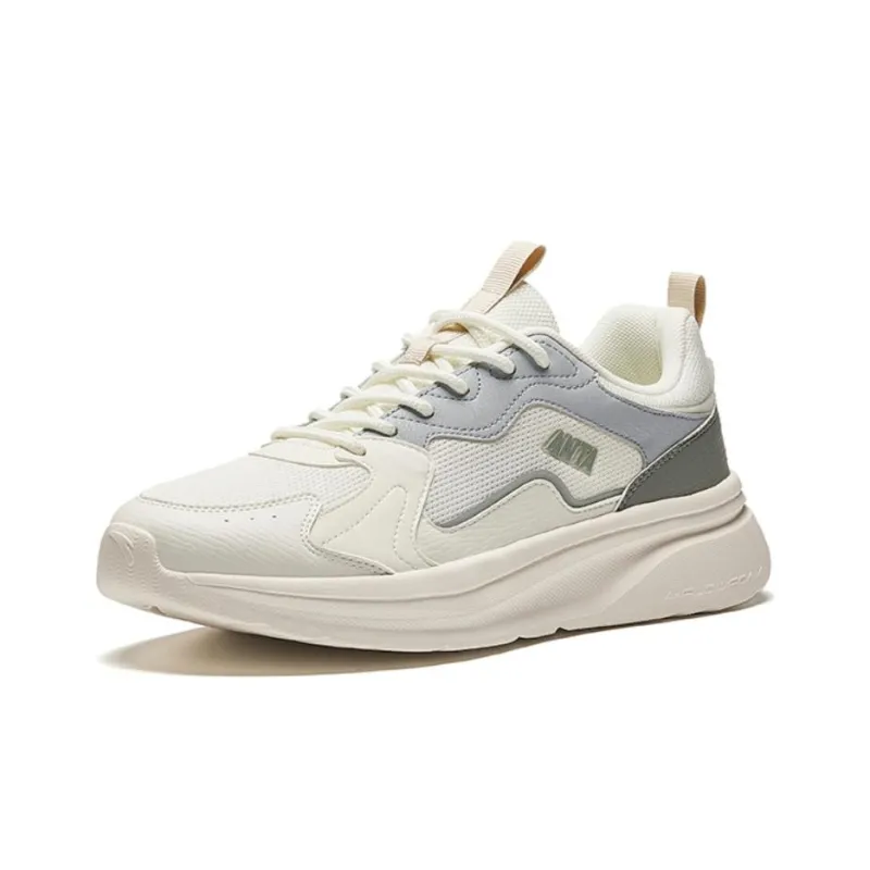 Anta Life Collection Cushioning Anti-Slip And Wear-Resistant Low-Top Casual Shoes Men's White Gray-1