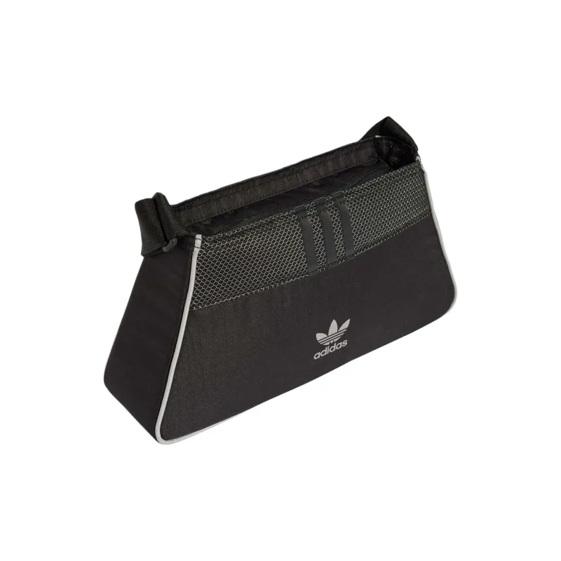 Adidas Originals Recycled Polyester Shoulder Bag, Crossbody Bag Mini Unisex Black & Reflective Silver-1