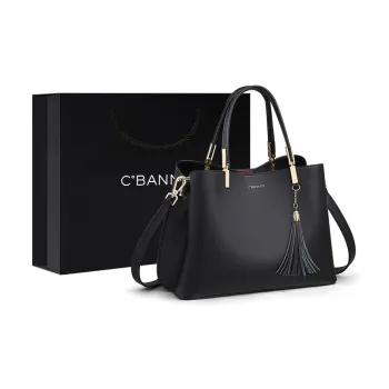 C°BANNER Split Cow Leather With Synthetic Leather Handbag, Shoulder Bag, Crossbody Bag Regular Women's Black