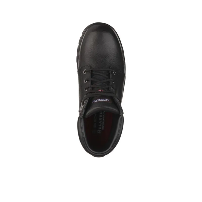 Skechers Relaxed Fit Ankle Boots Low Heel Men's Black-3