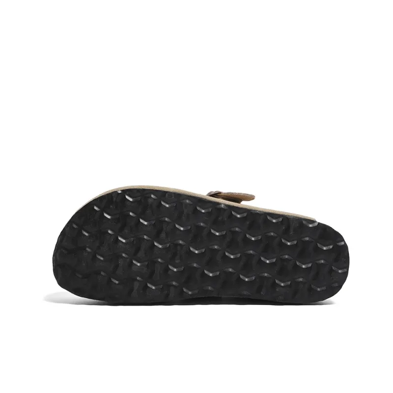 HUANQIU Cork Sole Quiet Odor Resistant Abrasion Resistant Slip Resistant Closed Toe Slippers Women's Khaki-5