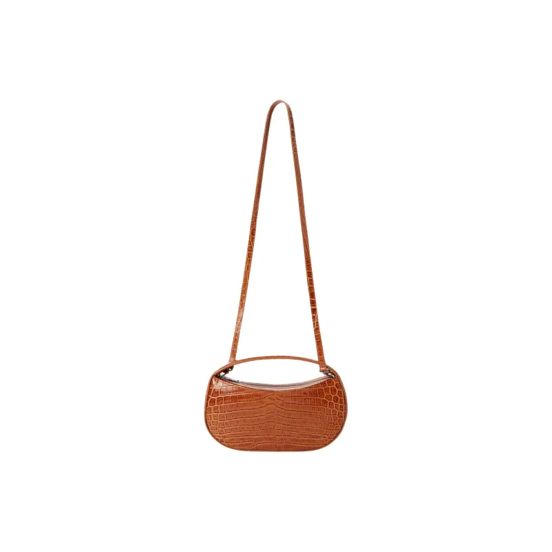 COPERNI Crocodile Pattern Leather Shoulder Bag Crossbody Bag Handbag Small Size Women's Brown-4