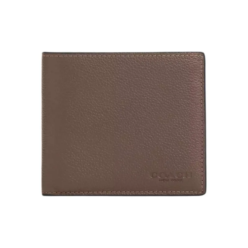 COACH Smooth Calf Leather Wallet Mini Men's Dark Stone Color-0