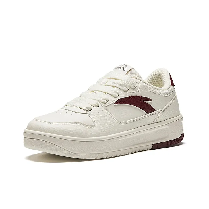 Anta Lightweight White Sneakers Height Increasing Lightweight Low-Top Skateboard Shoes Women's Bright Red-1