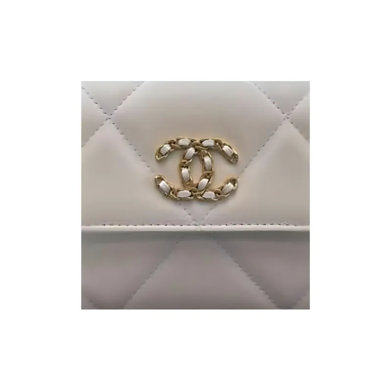 CHANEL 19Bag Lambskin Shoulder Bag, Crossbody Bag Women's White-4