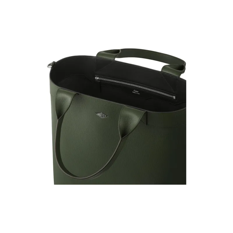 CARTIER Calfskin Tote Bag Shopping Bag Shoulder Bag Crossbody Bag Handbag Small Size Men's Green-2