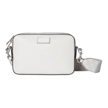 GUCCI Leather With Canvas Trim Shoulder Bag Crossbody Bag Small Size Men's White