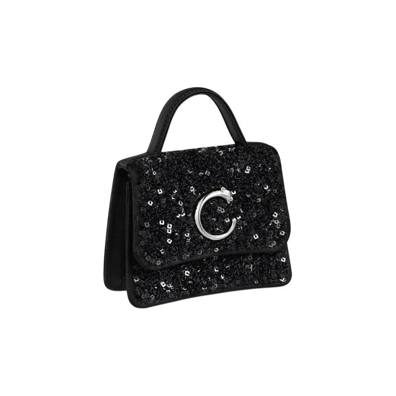 CARTIER Panthère De Cartier Sequins Shoulder Bag Crossbody Bag Handbag Mini Women's Black-1