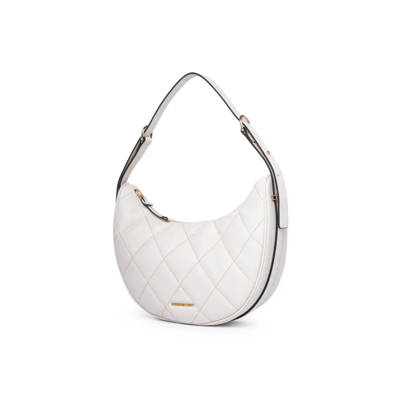 Chrisdien Deny Synthetic Leather Crescent Bag Shoulder Bag Regular Women's Milk Tea Beige/White-7