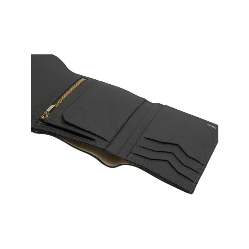 Valextra Iside Millepunte Calfskin Wallet Women's Smoke Gray-2
