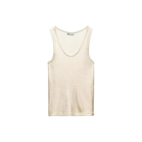 ZARA Tank Tops Women's Gold