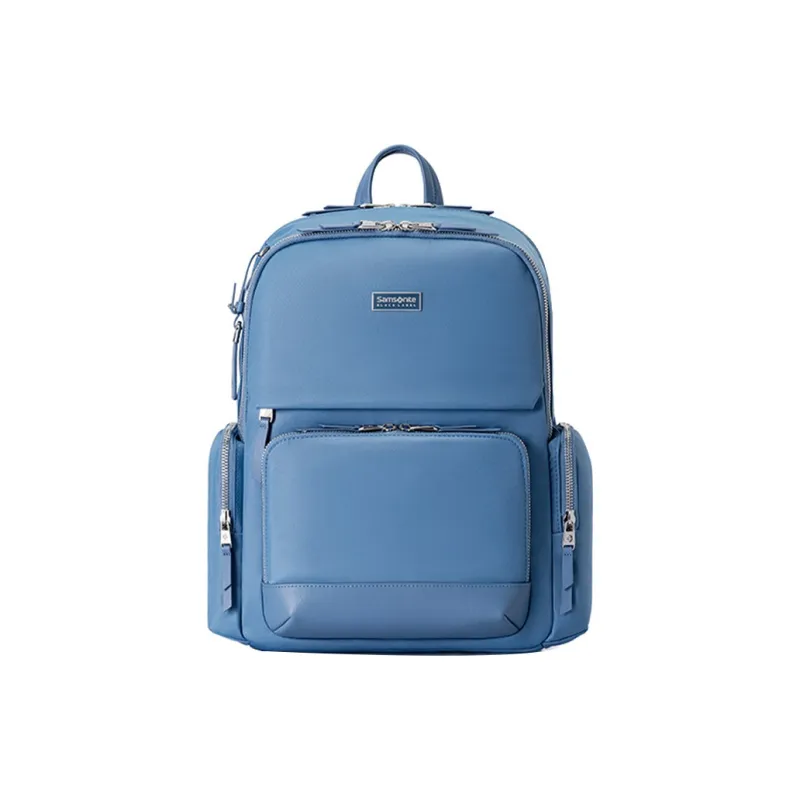 SAMSONITE KHALEESI Fabric Cow Leather Patchwork Laptop Bag Backpack Women's Blue-0