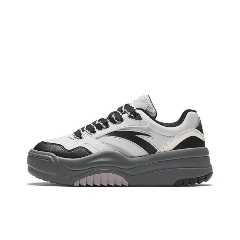 Anta Wave Shoes 2 Height Increasing Breathable Low Top Skateboard Shoes Women's Gray Black-0