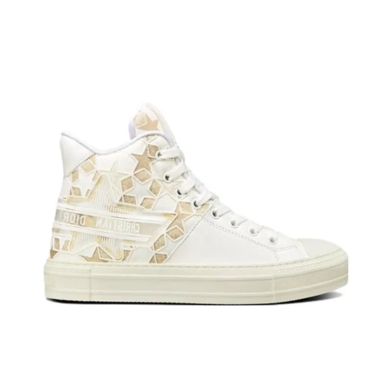 DIOR Walk'n'Dior Platform Shoes High Top Stylish Skateboarding Shoes Women's Gold-1