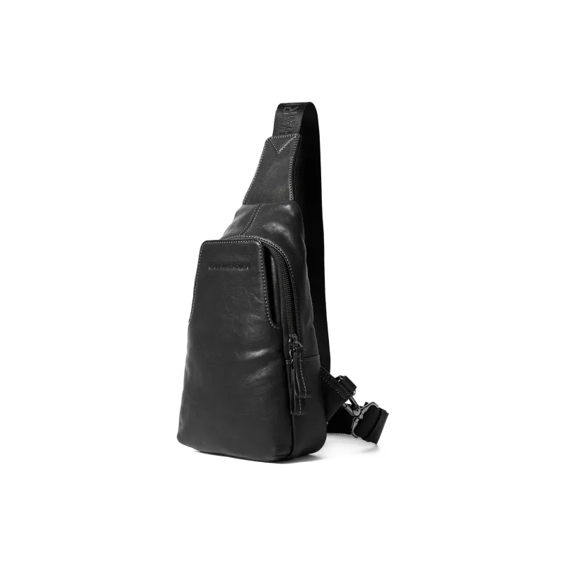 Sharkborough Cow Leather Sling Bag, Shoulder Bag, Crossbody Bag Regular Men's Black-2