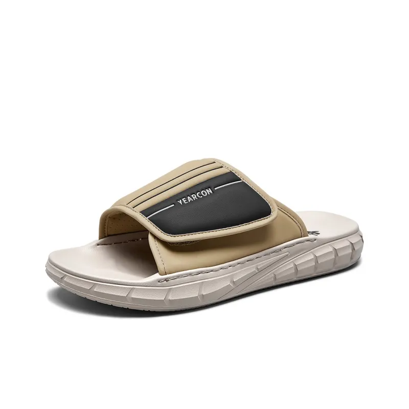 YEARCON Slide Slippers Men Black/Gray, Khaki/Black, Black/Apricot, Black/Green-17