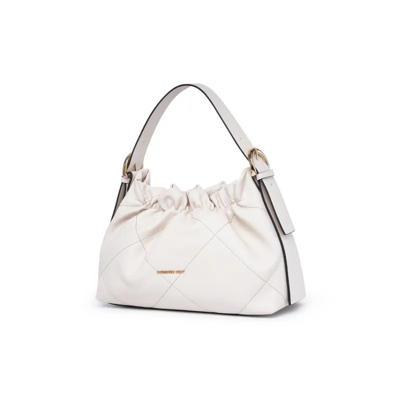 Chrisdien Deny Synthetic Leather Cloud Bag Shoulder Bag Women's Black/White-2
