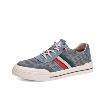 LAORENTOU Men's Casual Shoes Men Low Top Gray Blue/Sand