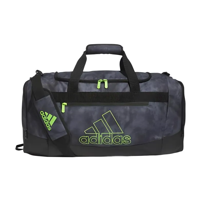 Adidas Polyester Shoulder Bag Crossbody Bag Handbag Travel Bag Medium Size Unisex Gray/Metallic Green/Black-0
