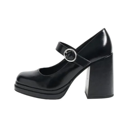STEVE MADDEN Chunky Heel Mary Jane Shoes 8.5cm Women's Black