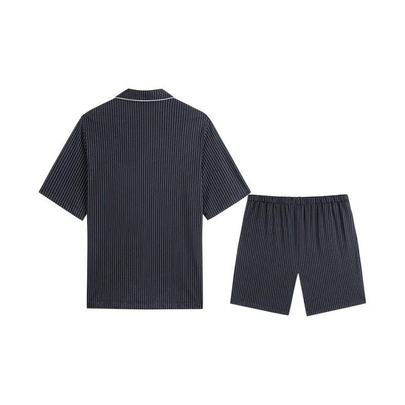 GXG Pajama Set Men's Black White Stripes-1