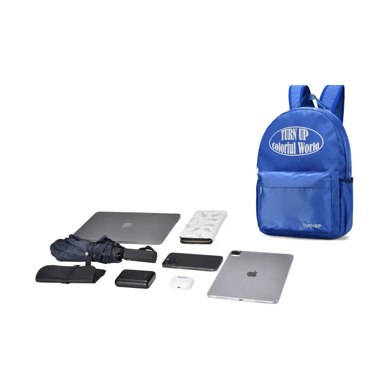 TURN UP Nylon Backpack Unisex Blue-3