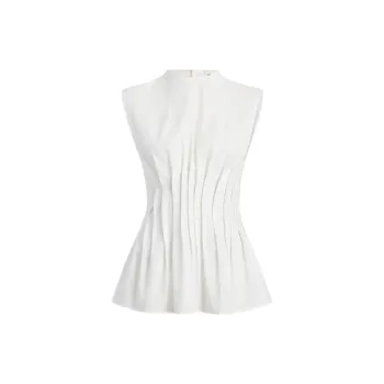KHAITE Westin Pleated Cotton poplin Top