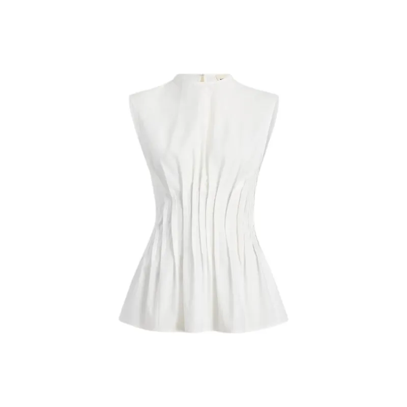 KHAITE Westin Pleated Cotton poplin Top-0