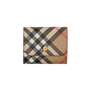 Burberry PU Polyurethane Card Holder Men's Sand