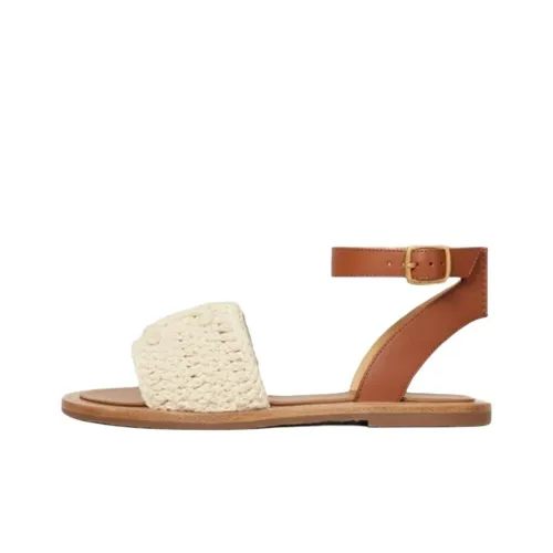 CELINE Strap Sandals Women's Brown Beige