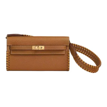 HERMES Kelly To Go Epsom Leather Swift Calfskin Wallet Women's Gold/Beige