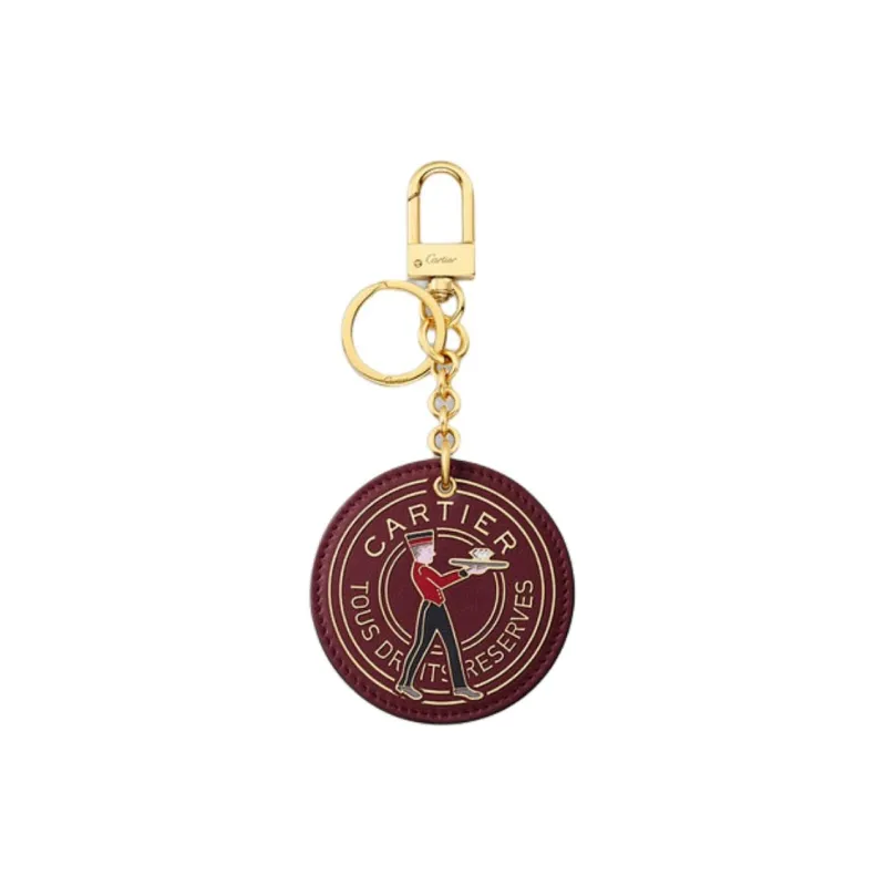 CARTIER Calfskin Keychains Unisex Burgundy-0