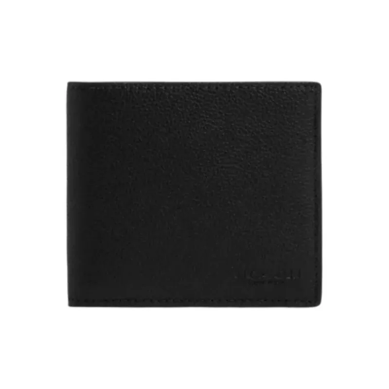 COACH Smooth Calf Leather Wallet Mini Men's Black-0