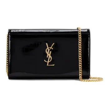 SAINT LAURENT KATE Patent Leather Leather Crossbody Bag Shoulder Bag Women's Black