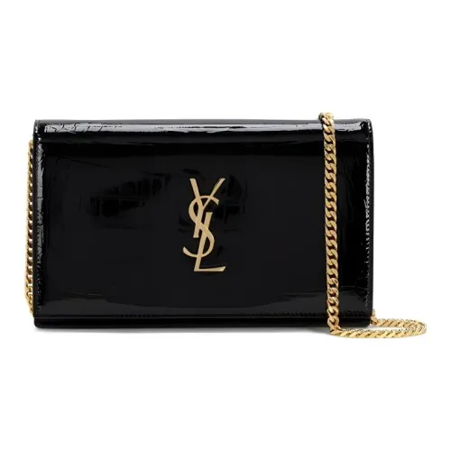 SAINT LAURENT KATE Patent Leather Leather Crossbody Bag Shoulder Bag Women's Black