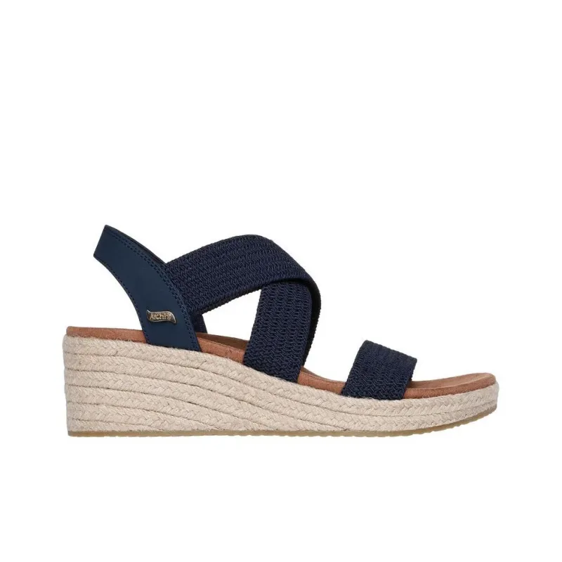 Skechers ARCH FIT BEVERLEE Strap Sandals Medium Heel Women's Blue Brown-1