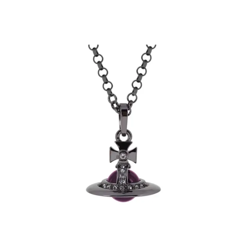 Vivienne Westwood Rhinestone Necklaces Women's Silver/Purple-0