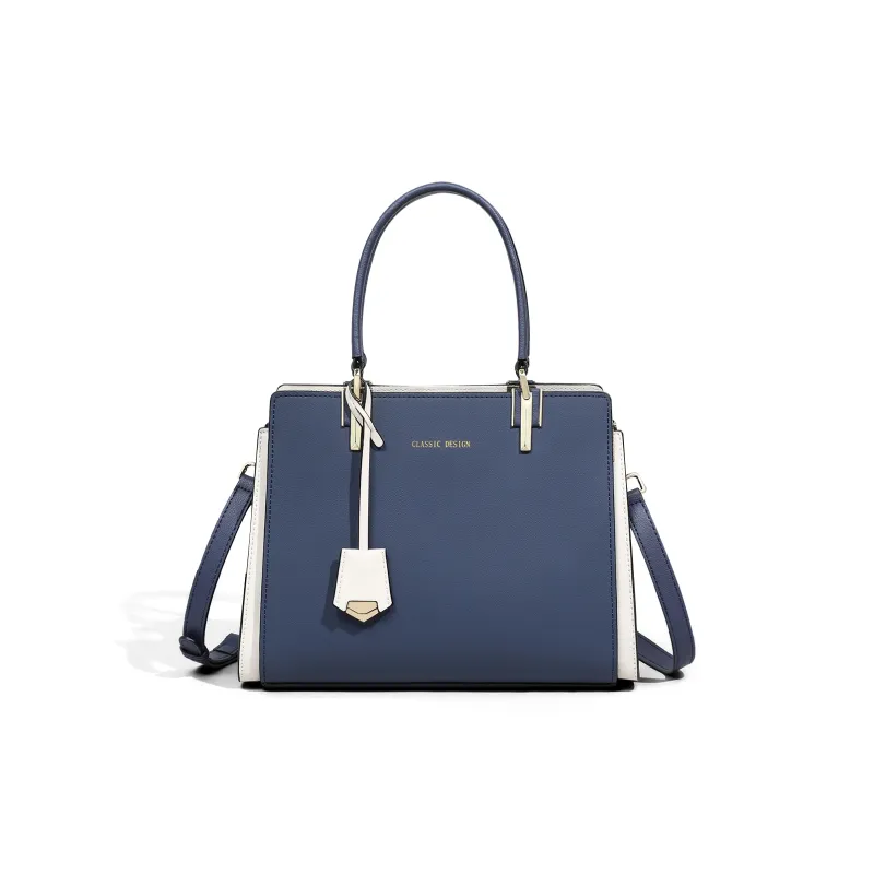 COMELY Cow Leather Patchwork Synthetic Leather Mom Bag Crossbody Bag Shoulder Bag Handbag Regular Women's Blue-4