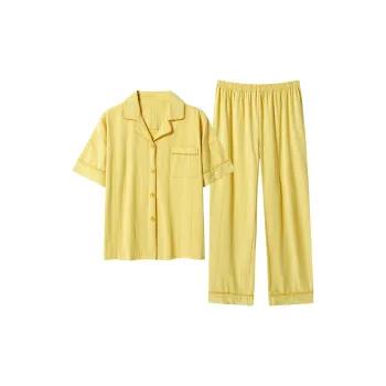 Close-fitting Areas Pajama Set Women's Yellow