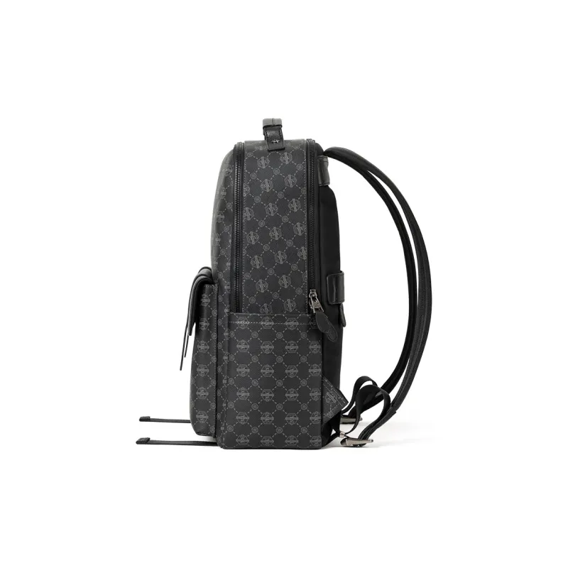 Sharkborough PVC With Cow Leather Laptop Backpack Tubas Men's Black-3