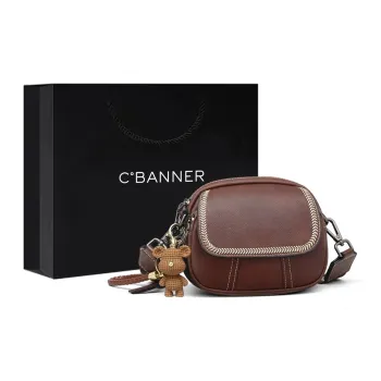 C°BANNER Cow Leather With Synthetic Leather Small Round Bag, Crossbody Bag, Shoulder Bag Regular Women's Black