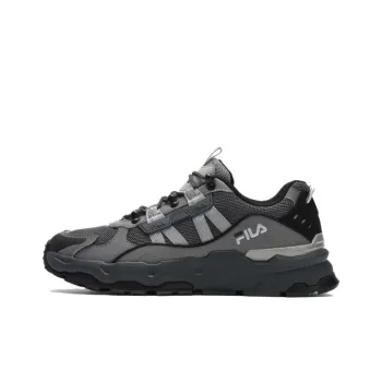 FILA TREK Anti Slip Wear Resistant Breathable Lightweight Low Top Chunky Sneakers Men's Black