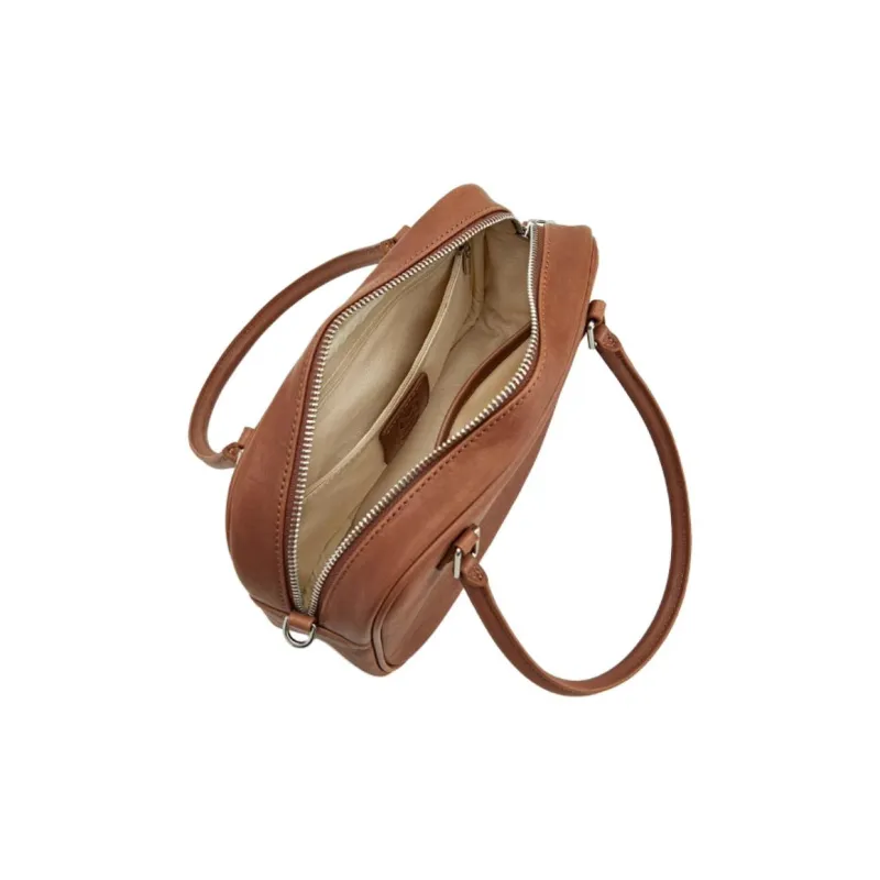Simedin Top Grain Cow Leather Crossbody Bag Medium Size Women's Caramel Brown-3