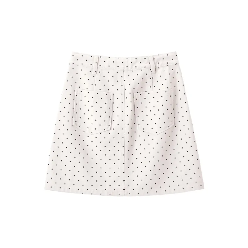 XIANGYING Denim Short Skirts Women's Beige-1