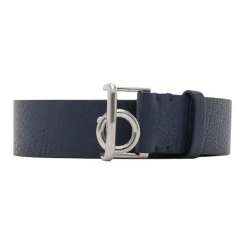 Burberry Grained Texture Calfskin Leather Belts Men's Dark Blue Width: 3cm