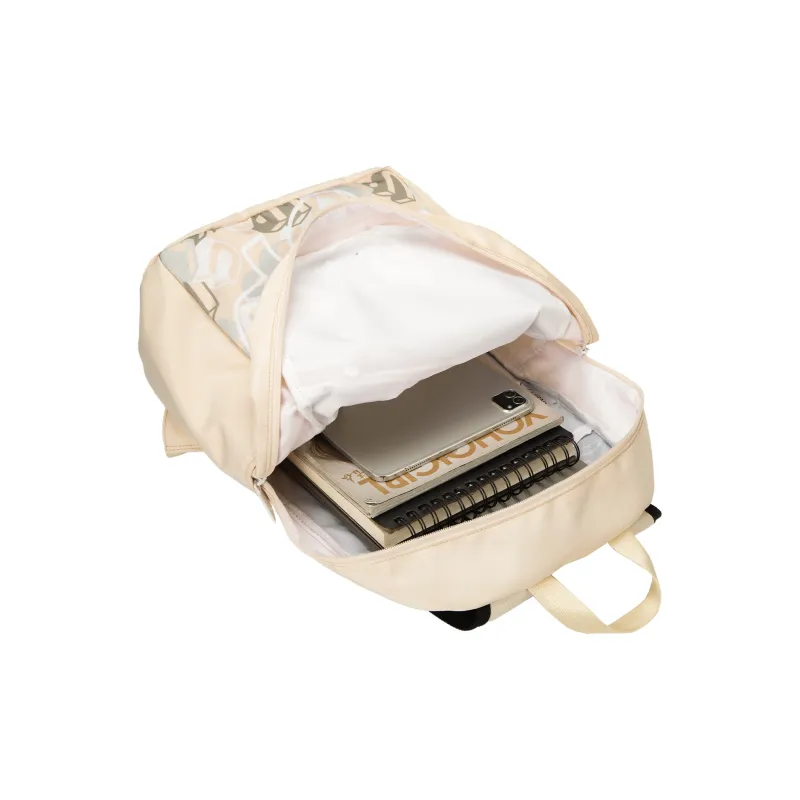 TURN UP Polyester Backpack Unisex Beige Yellow-2